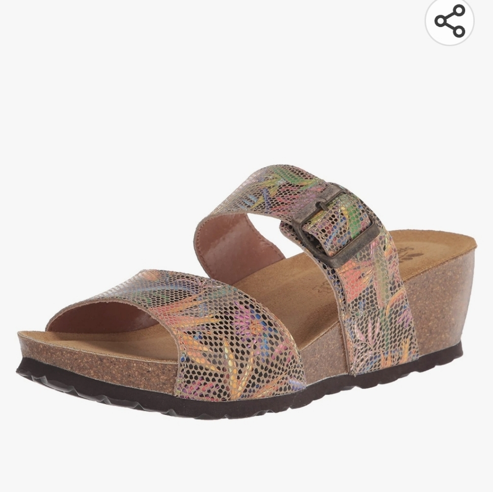 ‼️SOLD‼️🌟NIB🌟 Spring Step Barnabas Leather Slide, Beige Multi, Sz 6.5, EU 37